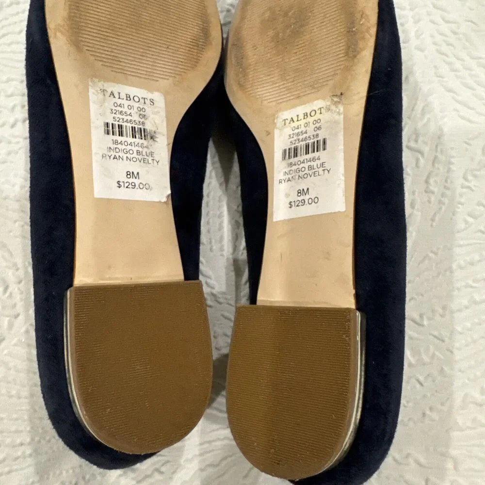 Talbots EUC Ryan Blue Suede RED TRUCK Christmas Holiday Flats Shoes Women's 8 M - Picture 14 of 16